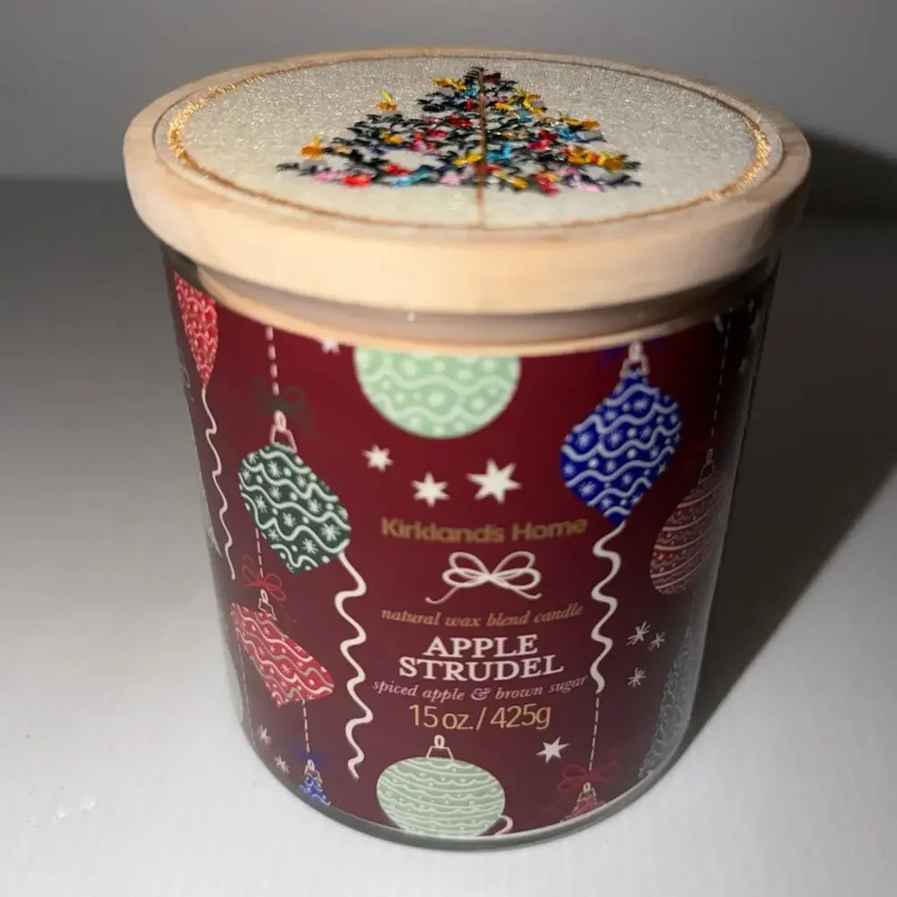 Kirkland’s Apple Strudel Candle Holiday Ornament Jar & Embroidered Tree Lid